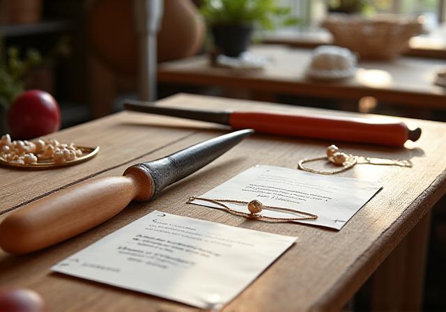 Artigianato tradizionale italiano su un tavolo di legno